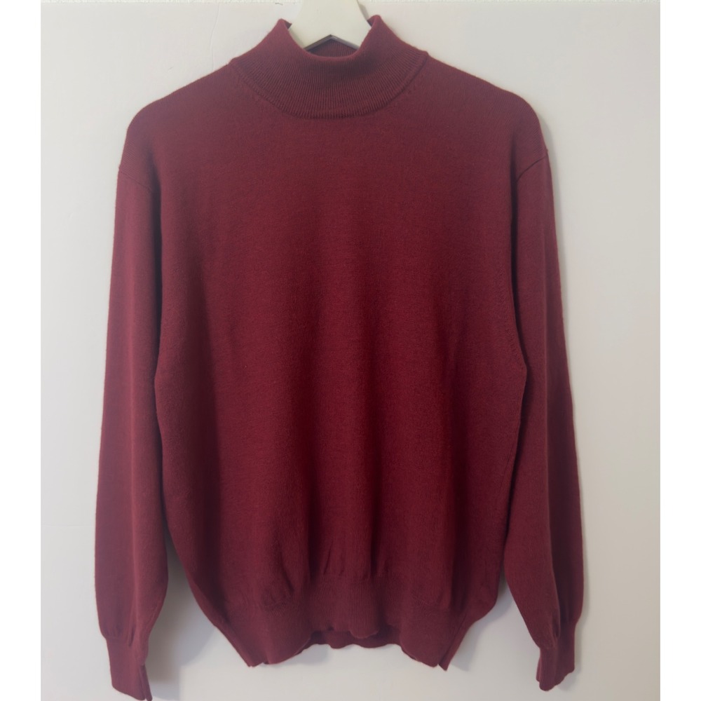 Jos. A. Bank Mens 100% Merino Wool Mock Neck Sweater L Minimalist Luxury Preppy